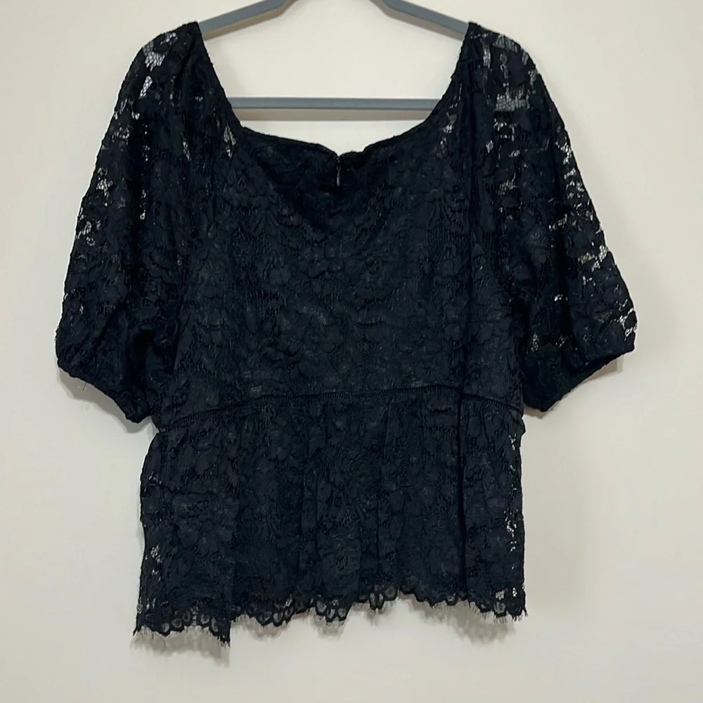 Nanette Lepore Lace Peplum Top Sz XL - Picture 4 of 7